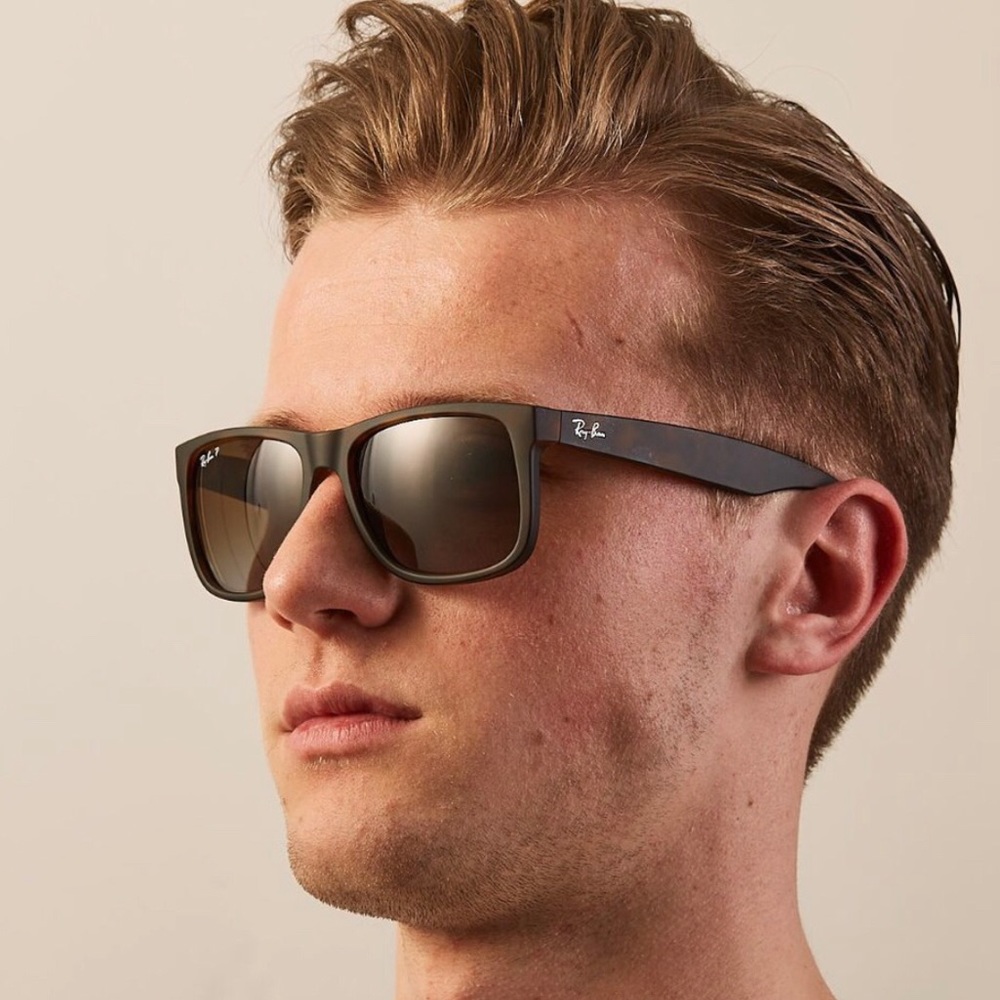 Ray-Ban Justin Classic Tortoise Square Rubber Sunglasses Brown Gradient Unisex